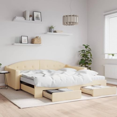 Xichuzi Sofá Cama con cajones Tela Color Crema 100x200 cm, Estructura de Cama, Sofas De Salon, Sofa Relax, Sofa Bed, Base De Cama, Marco De Cama, Somier   3197593