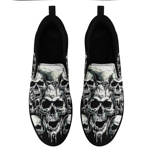 Men's Slip-On Canvas Shoes Gothic Skull Print Casual Lightweight Loafers Comfortable Walking Sneaker for Women2