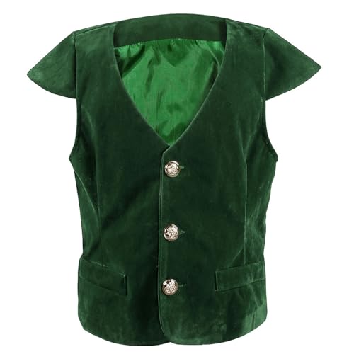 Generisch Chaleco clásico casual para niños de color liso, Verde oscuro., 4-6 años