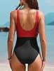 AI'MAGE Women's One Piece Swimsuit Slimming Tummy Control Bathing Suit Sexy V Neck Push Up Swimwear 2026 Red Black #2