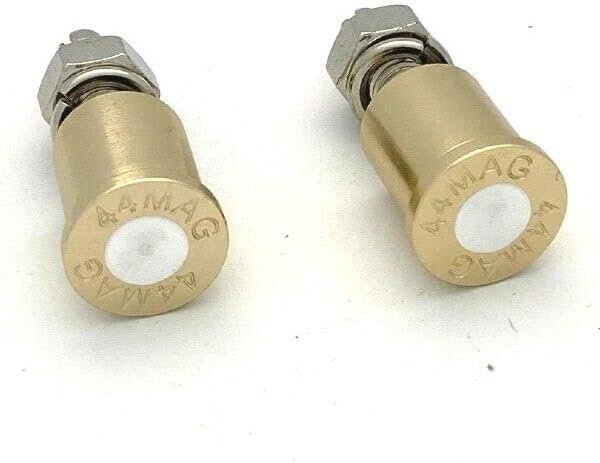 2 Brass 44 Mag Motorcycle License Plate Frame Bolts - LIC Tag Fastener Screws Style-9856-3204