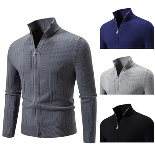 Men Knit Cardigan Slim Fit Stand Collar Sweater Men Smart Casual Fall Winter2