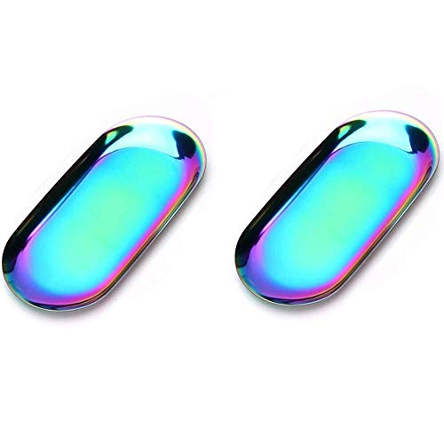 Preisvergleich Produktbild Schmuckkästchen Kosmetisches Zubehör oder Beauty T Dessert Tablett Spiegel Kerzen Teller Edelstahl Butterdose Galvanik Metall Gold Tablett for Schmuck Aufbewahrung Dekoration Nachmittagstee Schmuck-Or