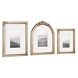 Kate and Laurel Arendahl Three-Piece Picture Frame Set, Antique Gold, Set of 3, Varying Sizes, Vintage Rectangle and Arched Photo Frame Set for Use as Gallery Wall Frames