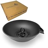 Rain Chain Anchoring Basin | 11' Display Dish w/Chain for Roof Gutter Downspout | Decorative Rain Chain Basin for Garden & Patio | Water Feature Basin & Rain Chain Anchor | Black Powder Coated