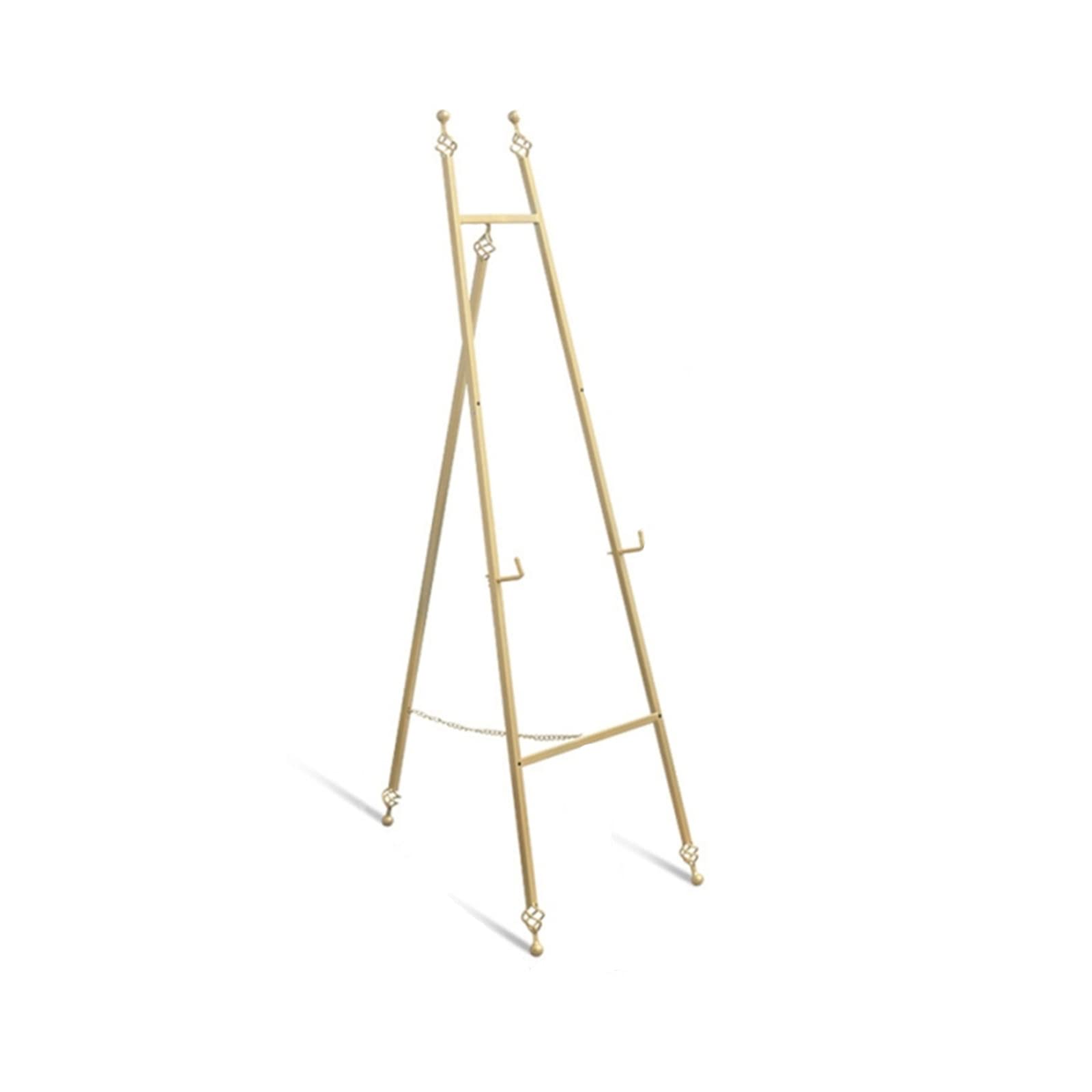Caballete de exhibición para Bodas Caballete de Metal Plegable de Altura Ajustable de 150 cm Caballete de Piso con Marco en A Caballete de Arte portátil para Pintar y Dibujar, Dorado/Plateado