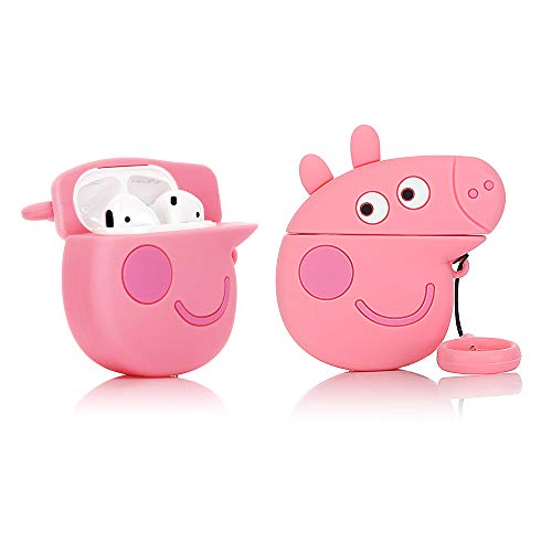 ZAHIUS Silicone Case Compatible for Apple Airpods 1&2 Funny Cover[3D Cartoon Pink Pig Piggy Pattern][Designed for Kids Girl and Boys](Peppa Pig)