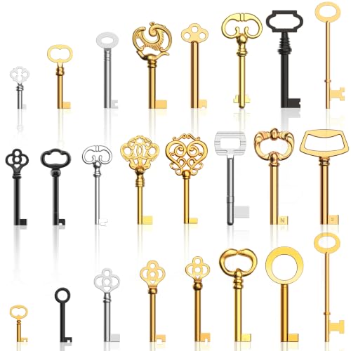 24PCS Hollow Barrel Skeleton Key Universal Skeleton Keys Replacement