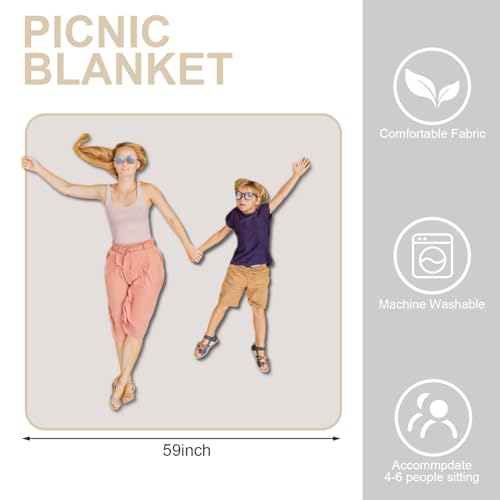 Gandeer Picnic Basket with Blankets and Bamboo Plates Picnic Supplies Set Basket with Lid and Handle Wicker Picnic Basket Sturdy Woven Body with Washable Lining for Camping (White) by Gandeer - Used condition - Image 3