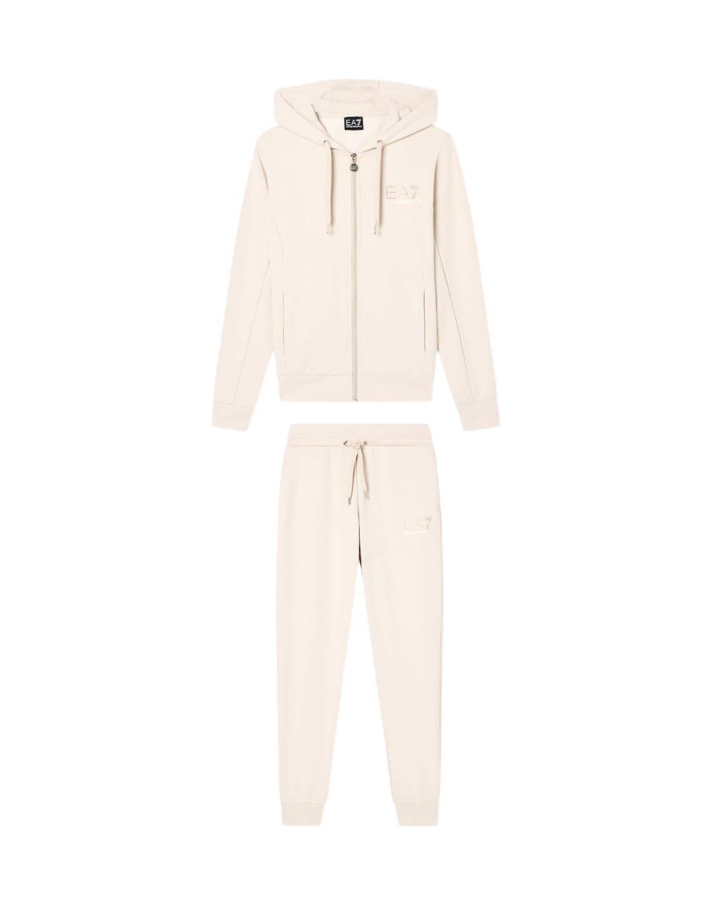 EA7 Emporio Armani Evolution damski dres treningowy z mieszanki wiskozy stretch z kapturem 8NTV51TJ9RZ 8056643459257 - XXL, beżowy, XXL