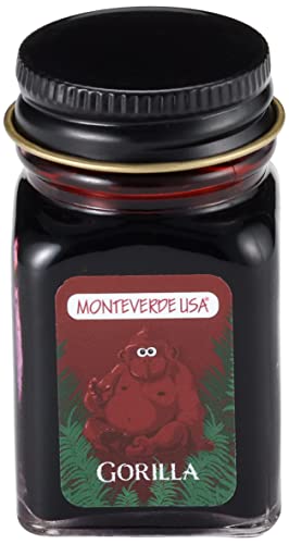 Image of Monteverde Jungle Fountain Pen Ink, 30ml, Gorilla (Red) | Animal-inspired fountain pen ink with bold color, smooth flow, and creative writing personality.