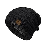 Zando Toddler Satin & Silk Lined Knitted Beanie Cap - Soft Baby Boy & Girl Winter Hats for 3-8 Years - Black