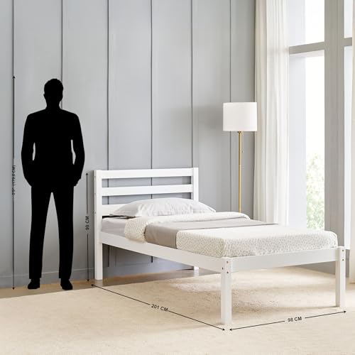 Image of Home Centre | Helios Taylor Sarsar Single Bed | Solid Wood | White