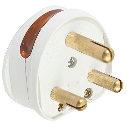 Image of Hi-Plasst (Pack of 1) 16A 3 Pin Plug Top with indicator - Heavy Duty 16 Amp Power Plug for AC, Geyser & Microwave | Brass Pins