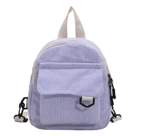 JHTPSLR Mini Corduroy Backpack Purse Women Solid Small Backpack Tiny Corduroy Backpack Preppy Backpack Casual Daypack (Taro Purple)