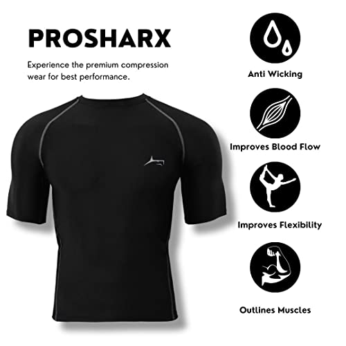 Image of PROSHARX Premium Compression Tights Half Sleeves Dry Fit T-Shirts for High Performance in Gym