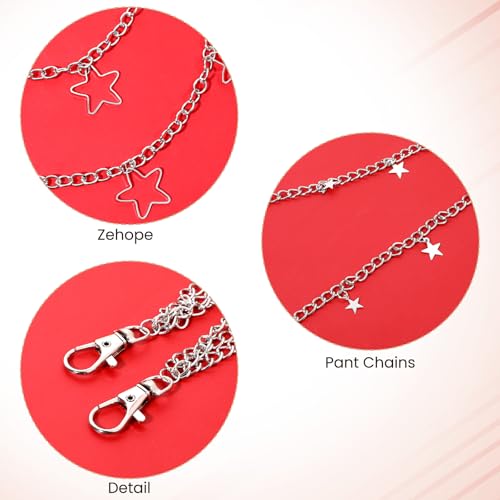 Star Pants Chain Hip Hop Silver Y2k Jeans Belt Chains Cute Vintage Punk Chunky Trouser Pocket Keychains Goth Rock Layered Wallet Jewelry Accessories for Women Men Girls4