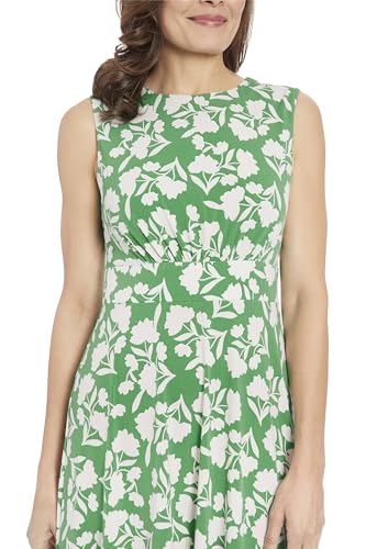 Image of London Times Women's Sleeveless Inset Waist Midi Fit and Flare Dress