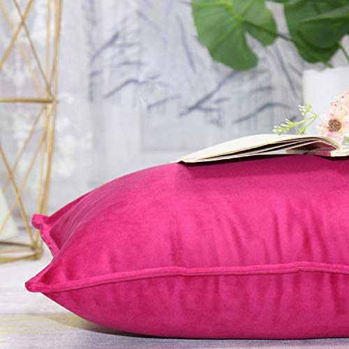 Oirpro Solid Velvet Throw Pillow Covers Pack Of 2 Decorative Pillow Covers With Fringe For Couch Bed Sofa 20X20 Inch Hot Pink #TOP5