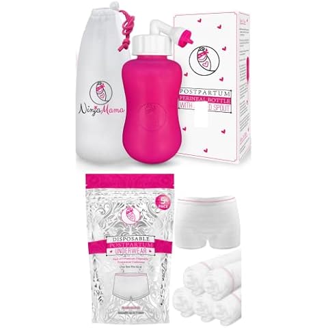 Ninja Mama Peri Bottle for Postpartum Care and Postpartum Disposable Mesh Underwear Cover