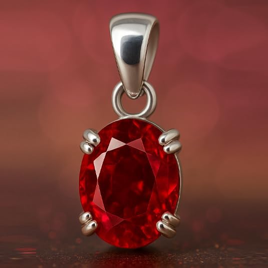 Natural Ruby Pendant Certfied Necklace 5.55 Carat precious Oval Shape Stone Pendant Pure 925 Sterling Silver - Image 2