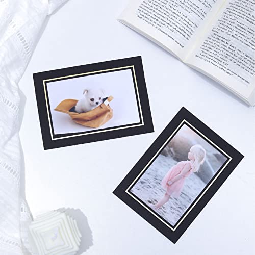50 Pack Paper Picture Frames With Easel, 4X6 Paper Photo Frame Cards, Diy Cardboard Photo Frame, Picture Frames Bulk Great For Diy, Father's Day, Classroom (Black With Gold Lining) #TOP4