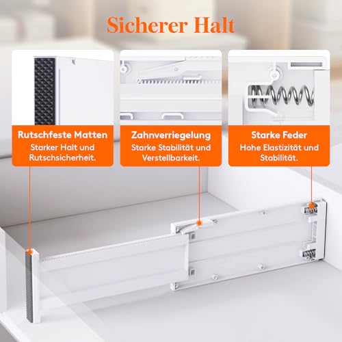 Lifewit 5er Schubladentrenner Verstellbar für Innenlänge 28–40cm&Höhe>10cm – Ansicht 5