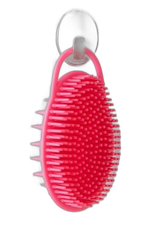Ultra Soft Exfoliating Silicone Bath Brush, 2-in-1 Body & Shampoo Brush, Premium Silicone Loofah Scrubber, Scalp Massager (Pink) UNI384-image-48