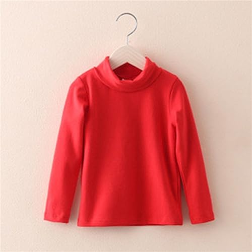 Betadog Toddler Mock Neck Tops Toddler Girl Boys Solid Color Long Sleeve High Neck Base Coat with Warm Top for 3 to 10 (1 Pc Red, 4-5 Years)3