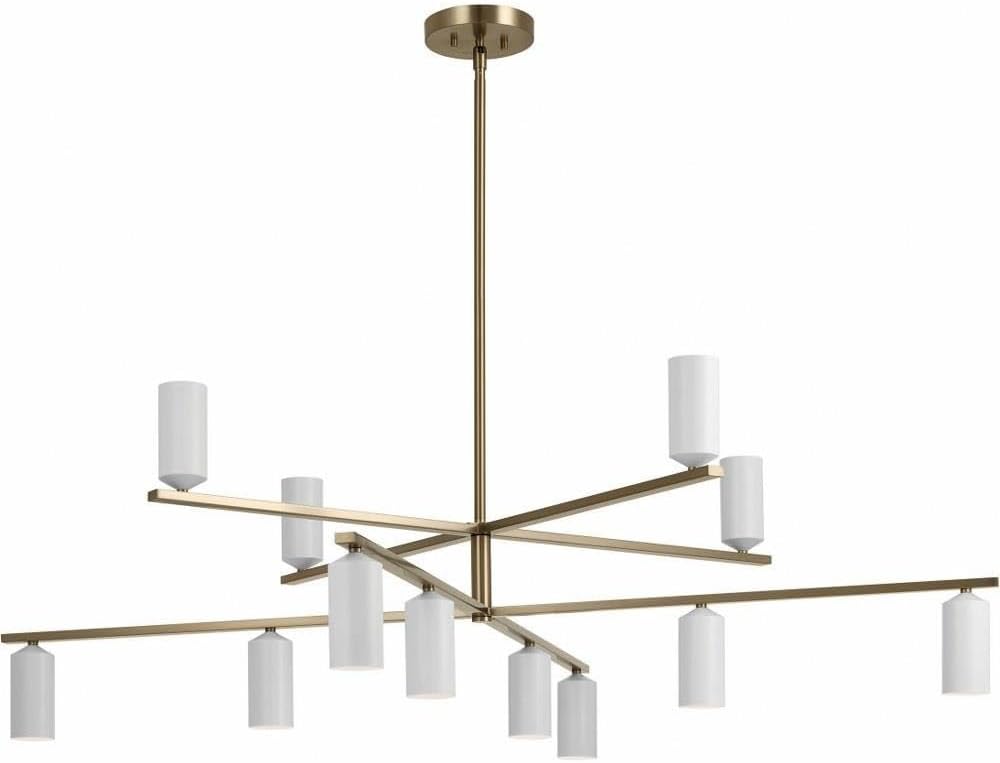 Kichler Gala 36 Inch 8 Light Chandelier in Champagne Bronze with White