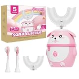 CARISUE Kids Electric Toothbrush, U Shaped Auto Brush Design 2-7 Age Pink
