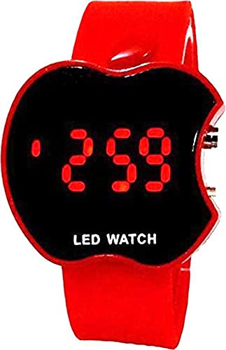 Apple Shape Digital Boy's and Girl Watch Multicolored ( Red)