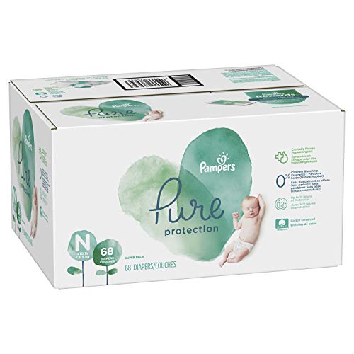 Image of Pampers Pure Protection Disposable Baby Diapers, Hypoallergenic and Unscented, 68 Count, For Newborns up to 10 Pounds