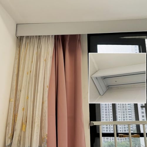 Double Curtain Track Wall & Ceiling Mounted Rail for Living Room Bedroom Adjustable System with Fittings Custom Valance Ideal Curtains Drapes