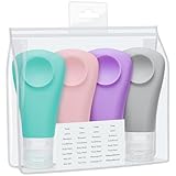 PACKISM TSA Approved Travel Bottles - 5 Pack Leakproof 3oz Silicone Travel Toiletry Bottles with Clear Makeup Bag, Travel Accessories for Shampoo Conditioner Lotion Body Wash(BPA Free)