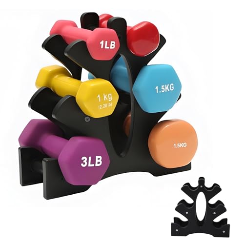 Denash - Support de Poids, Support d'haltères, Montage Facile, Roulement de 20 Kg, 3 Niveaux, Meilleur Stockage pour la Maison