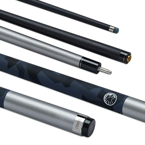 POWERGLIDE One 2-Piece Pool Cue Stick | Emanate | Carbon Fibre & Fibreglass | Ultra Smooth Gloss Matte Grip | Full Size 57" | 10 mm Tip