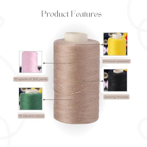 Hilos de costura serger 10 conos 500 yardas cada uno miniatura 2