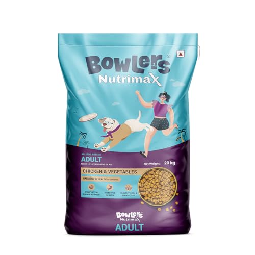 Image of Bowlers Nutrimax Adult Dry Dog Food | Chicken & Vegetables | 20 kg Protein | Smooth Digestion & Healthy Coat | Complete & Balanced Nutrition | Enriched with Essential Amino Acids