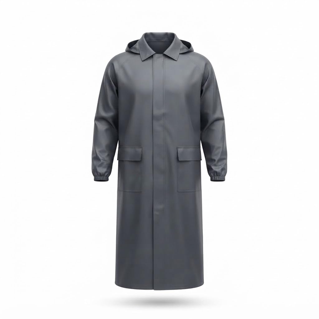 drumstone Men's Waterproof Long Raincoat | Full Length Hooded Windproof Rain Jacket | Lightweight Reusable PVC Rainwear for Bike Riding, Motorcycle, Travel, Trekking, Hiking & Monsoon Outdoor Use-picture-35