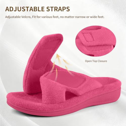Image of BCSTUDIO Women's Orthopedic House Fuzzy Slippers with Arch Support | Plantar Fasciitis Relief Orthotic Furry Slippers, Open Toe, Cross-Band, Non-slip Sole, Machine Washable, Indoor Outdoor
