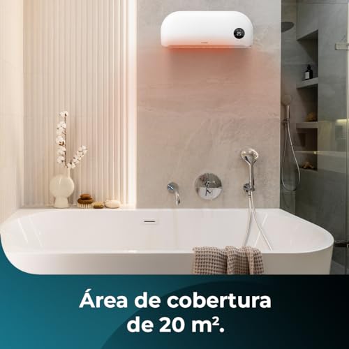 Miniatura 3 de Cecotec Calefactor cerámico de baño ReadyWarm 2000 Max Box Ceramic con 2000 W, pantalla LED, mando a distancia y protección IPX2, 20 m2