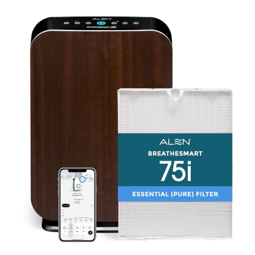 Image of Alen Air Purifer BreatheSmart 75i HEPA w /Pure Filter for Large Rooms up to 2800 Sq. Ft. - Perfect for Living Room & Kitchen - Captures Dust - Espresso