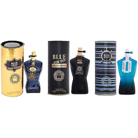 META-BOSEM 3-Pc Set Cologne Can Type Bottle Collection (Blue for Men Ultra Edition+Gold Edition+Ultra Noir), Eau de Toilette Natural Spray - Masculine Scent (Pack of 3) Each 3.4 Fl Oz, Total 10.2 Oz Cover