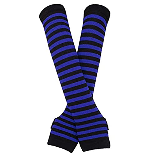 Image of Women's Long Knitted Fingerless Gloves Thumbhole Stretch Arm Warmers | Stretchy soft knitted arm warmers for women, comfortable thumbhole design, ideal daily winter hand sleeve accessories