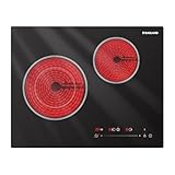 GASLAND 21 Inch Electric Cooktop for Apartment, ETL Certificated 2 Burners, 3700W Built-in Radiant Stove Top With 16 Power Levels, 240V Ceramic Stovetop, Slide Touch Control