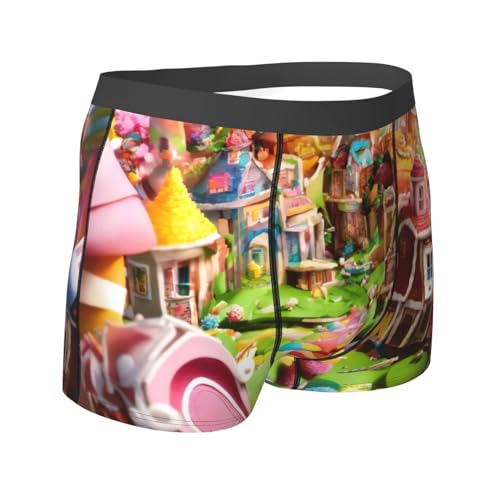 Candy Land Print Men's Boxer Briefs Stretchy Breathable Underwear for Everyday Comfort Wide Range3
