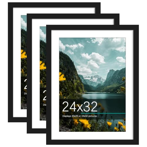 Image of Picrit 24x32 Black Poster Frame, Picture Frame for Wall, 3 Pack