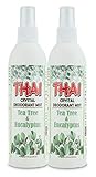 Thai Deodorant Stone Crystal Mist Natural Deodorant Spray 8 oz. Bundle (Tea Tree & Eucalyptus, Pack...