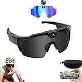 4K HD Video Camera Baseball Glasses with Camera POV Pro Sports Glasses Recording Action Cameras Sunglasses 2026 Upgrade Smart Video Recording Glasses for Action Sports with Memory (Black A)